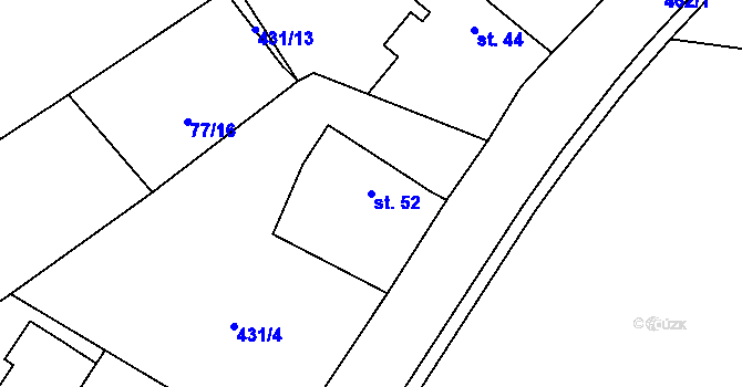 Parcela st. 52 v KÚ Probluz, Katastrální mapa