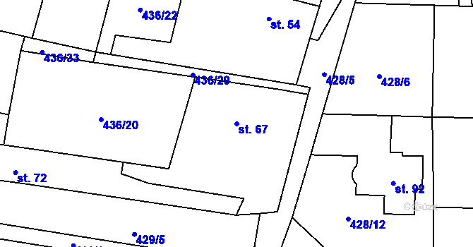 Parcela st. 67 v KÚ Probluz, Katastrální mapa