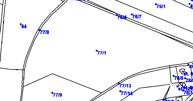 Parcela st. 77/1 v KÚ Probluz, Katastrální mapa