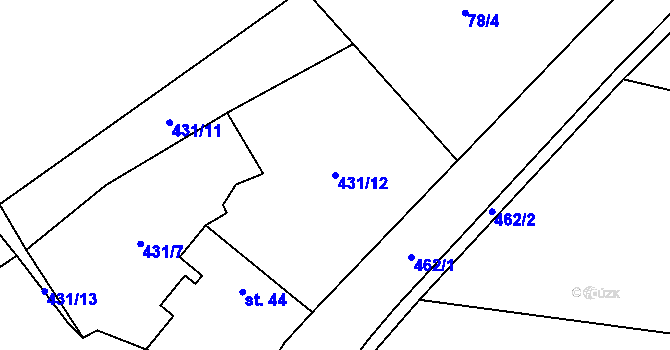 Parcela st. 431/12 v KÚ Probluz, Katastrální mapa