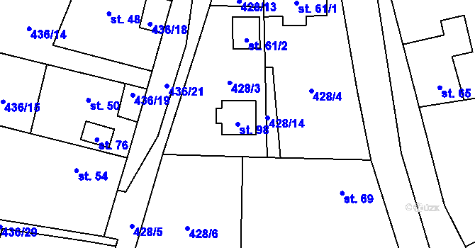 Parcela st. 98 v KÚ Probluz, Katastrální mapa