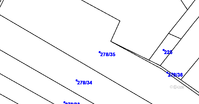 Parcela st. 278/35 v KÚ Probluz, Katastrální mapa