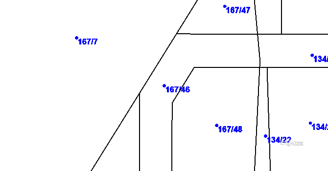 Parcela st. 167/46 v KÚ Probluz, Katastrální mapa