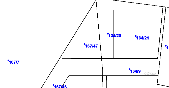 Parcela st. 167/47 v KÚ Probluz, Katastrální mapa