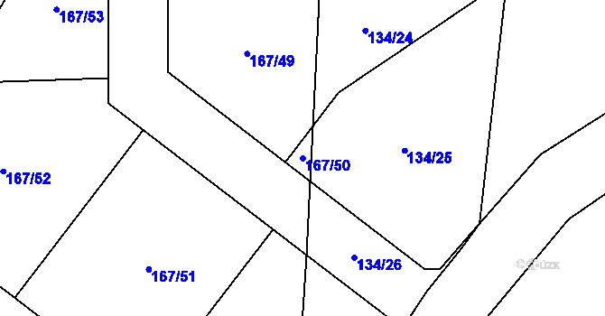 Parcela st. 167/50 v KÚ Probluz, Katastrální mapa