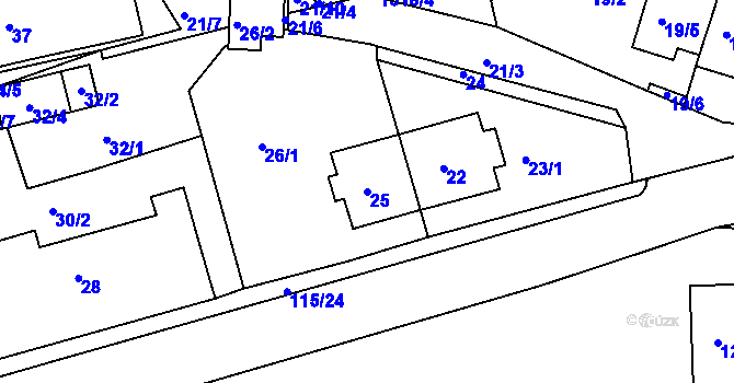 Parcela st. 25 v KÚ Proboštov u Teplic, Katastrální mapa