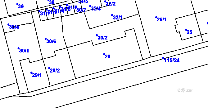 Parcela st. 28 v KÚ Proboštov u Teplic, Katastrální mapa