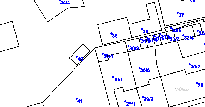 Parcela st. 30/4 v KÚ Proboštov u Teplic, Katastrální mapa