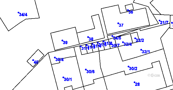 Parcela st. 31/3 v KÚ Proboštov u Teplic, Katastrální mapa
