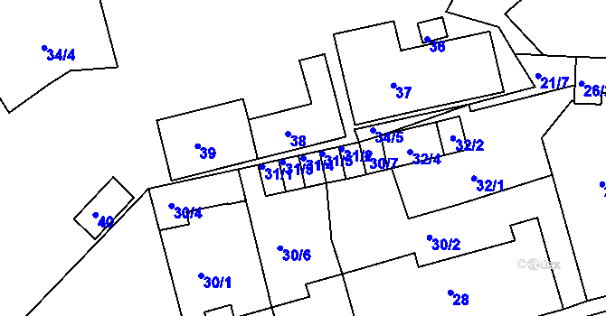 Parcela st. 31/4 v KÚ Proboštov u Teplic, Katastrální mapa