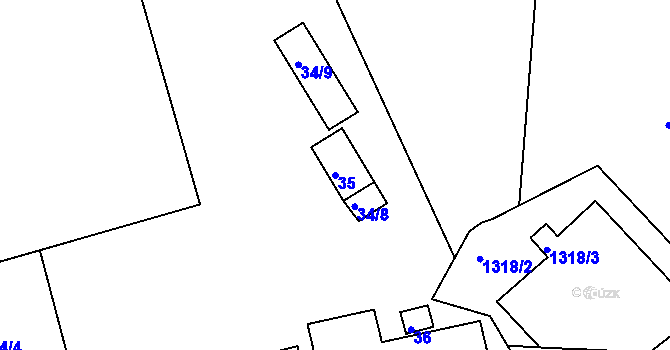 Parcela st. 35 v KÚ Proboštov u Teplic, Katastrální mapa
