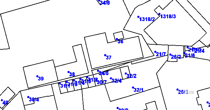 Parcela st. 37 v KÚ Proboštov u Teplic, Katastrální mapa