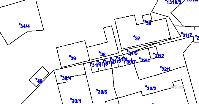 Parcela st. 38 v KÚ Proboštov u Teplic, Katastrální mapa