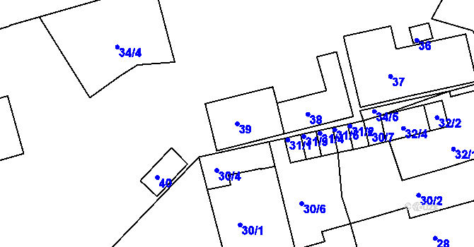 Parcela st. 39 v KÚ Proboštov u Teplic, Katastrální mapa