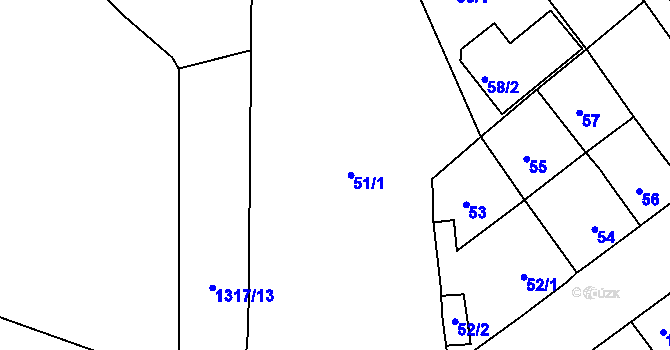 Parcela st. 51 v KÚ Proboštov u Teplic, Katastrální mapa