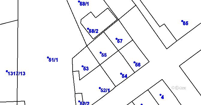 Parcela st. 55 v KÚ Proboštov u Teplic, Katastrální mapa