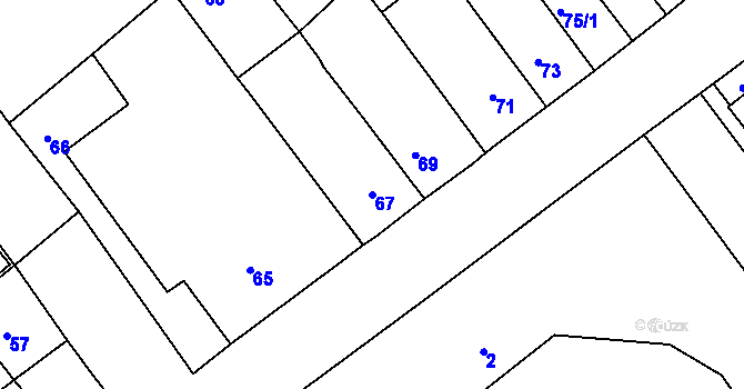 Parcela st. 67 v KÚ Proboštov u Teplic, Katastrální mapa