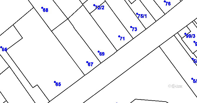Parcela st. 69 v KÚ Proboštov u Teplic, Katastrální mapa