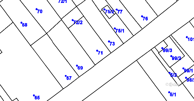 Parcela st. 71 v KÚ Proboštov u Teplic, Katastrální mapa