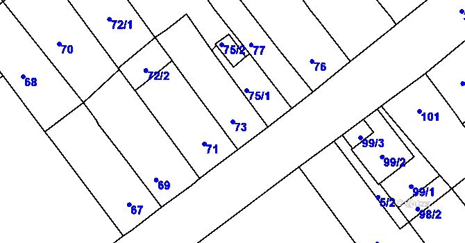 Parcela st. 73 v KÚ Proboštov u Teplic, Katastrální mapa