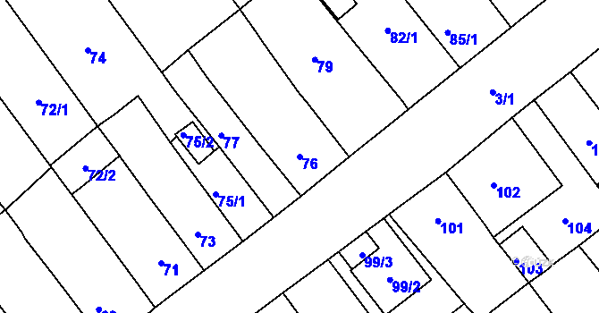 Parcela st. 76 v KÚ Proboštov u Teplic, Katastrální mapa