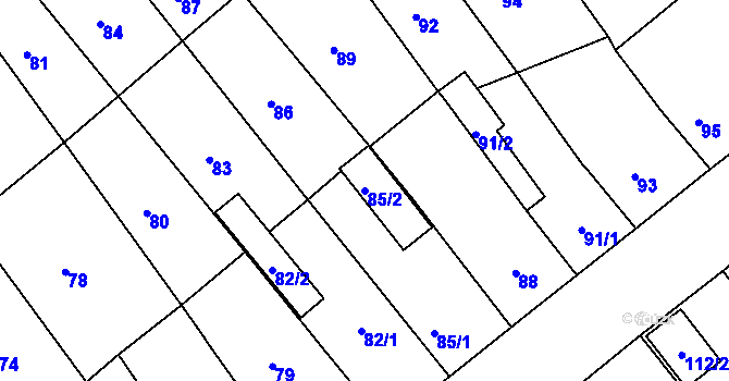 Parcela st. 85/2 v KÚ Proboštov u Teplic, Katastrální mapa