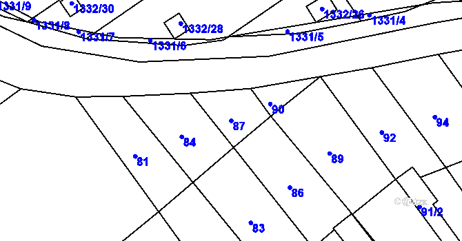 Parcela st. 87 v KÚ Proboštov u Teplic, Katastrální mapa