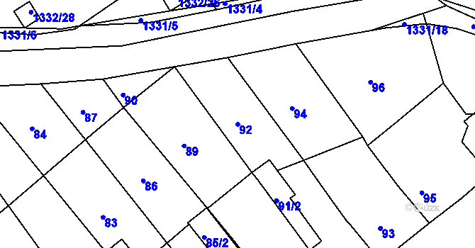 Parcela st. 92 v KÚ Proboštov u Teplic, Katastrální mapa