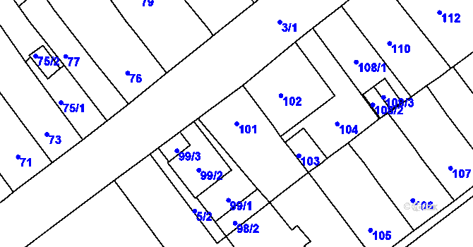 Parcela st. 101 v KÚ Proboštov u Teplic, Katastrální mapa