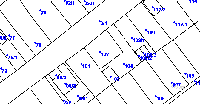 Parcela st. 102 v KÚ Proboštov u Teplic, Katastrální mapa
