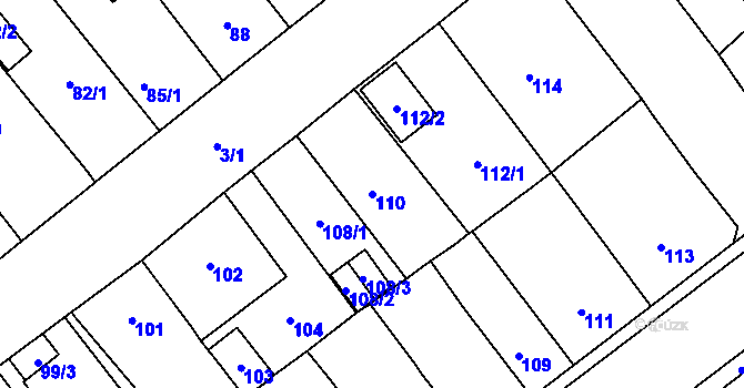 Parcela st. 110 v KÚ Proboštov u Teplic, Katastrální mapa