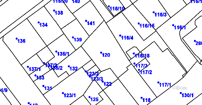 Parcela st. 120 v KÚ Proboštov u Teplic, Katastrální mapa