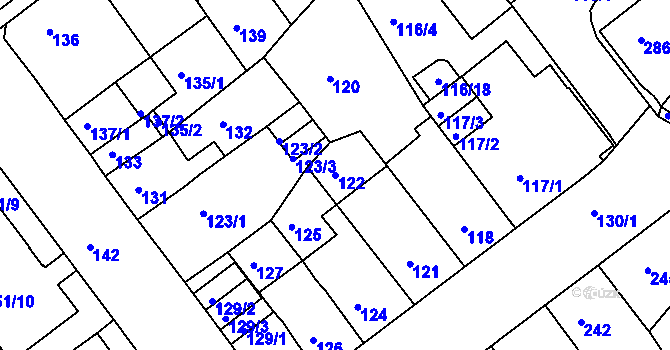 Parcela st. 122 v KÚ Proboštov u Teplic, Katastrální mapa