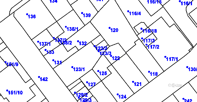 Parcela st. 123/3 v KÚ Proboštov u Teplic, Katastrální mapa