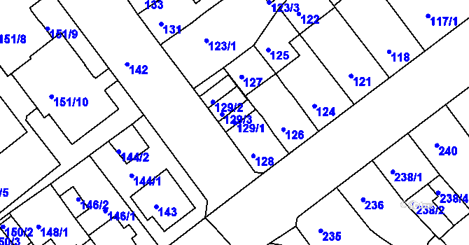 Parcela st. 129/1 v KÚ Proboštov u Teplic, Katastrální mapa