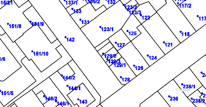Parcela st. 129/2 v KÚ Proboštov u Teplic, Katastrální mapa