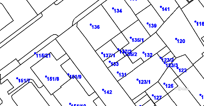 Parcela st. 137/1 v KÚ Proboštov u Teplic, Katastrální mapa