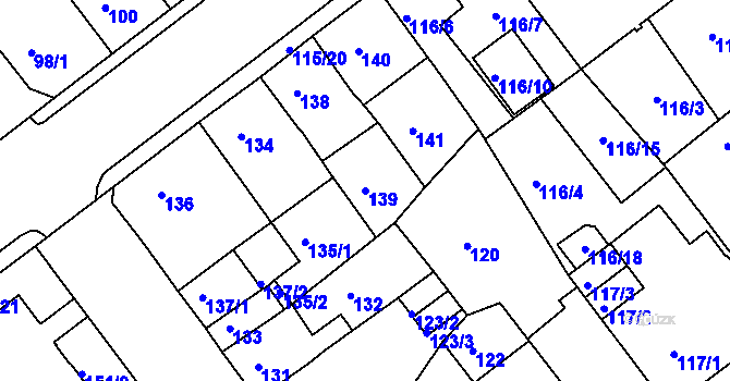 Parcela st. 139 v KÚ Proboštov u Teplic, Katastrální mapa