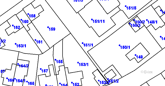 Parcela st. 151/1 v KÚ Proboštov u Teplic, Katastrální mapa