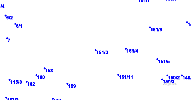 Parcela st. 151/3 v KÚ Proboštov u Teplic, Katastrální mapa