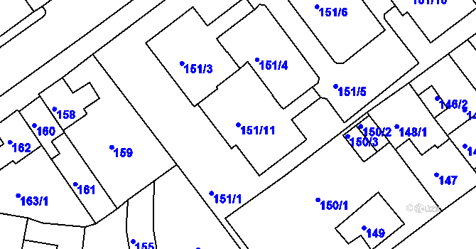 Parcela st. 151/11 v KÚ Proboštov u Teplic, Katastrální mapa