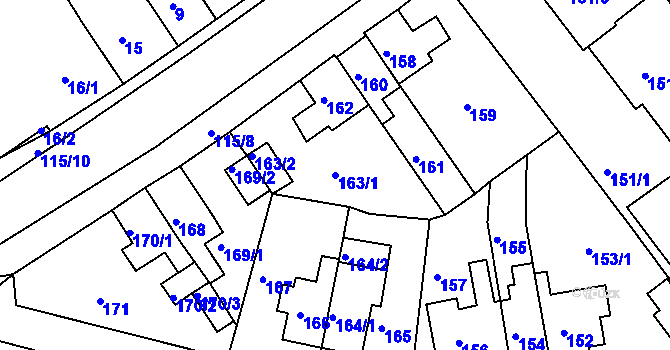 Parcela st. 163/1 v KÚ Proboštov u Teplic, Katastrální mapa