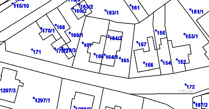 Parcela st. 164/1 v KÚ Proboštov u Teplic, Katastrální mapa