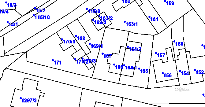 Parcela st. 167 v KÚ Proboštov u Teplic, Katastrální mapa
