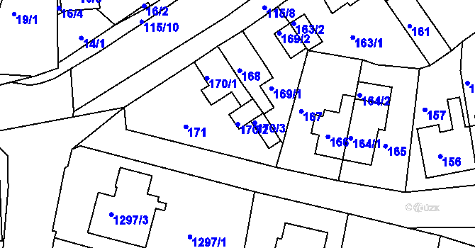 Parcela st. 170/2 v KÚ Proboštov u Teplic, Katastrální mapa