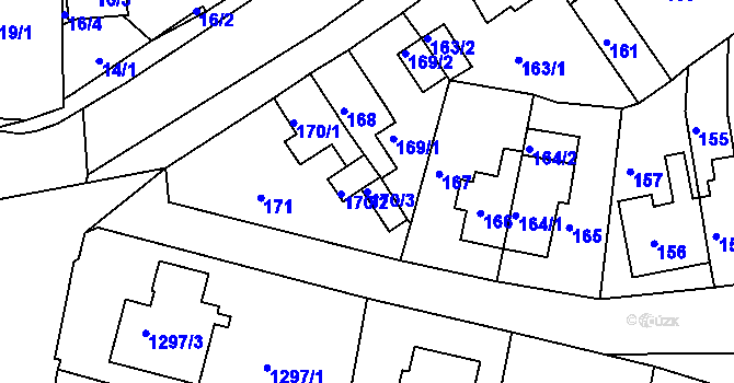 Parcela st. 170/3 v KÚ Proboštov u Teplic, Katastrální mapa