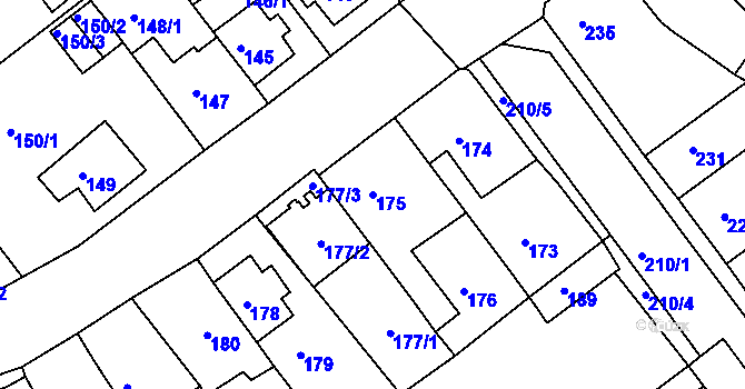 Parcela st. 175 v KÚ Proboštov u Teplic, Katastrální mapa
