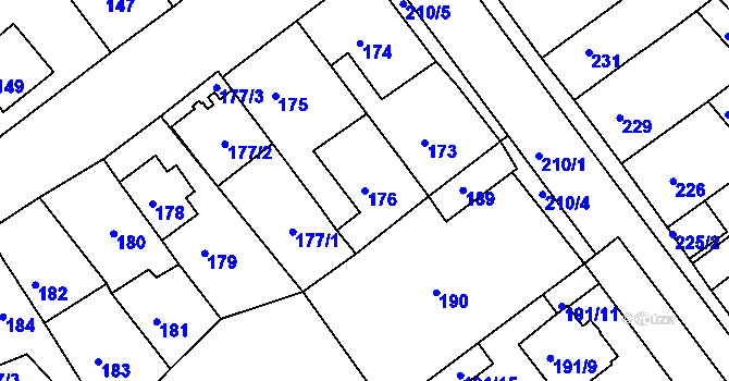 Parcela st. 176 v KÚ Proboštov u Teplic, Katastrální mapa