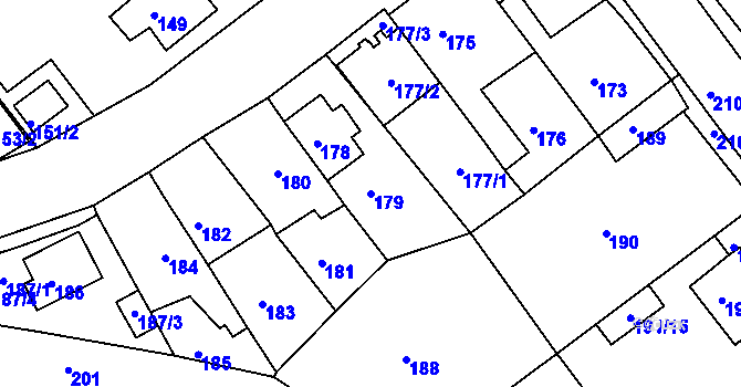 Parcela st. 179 v KÚ Proboštov u Teplic, Katastrální mapa