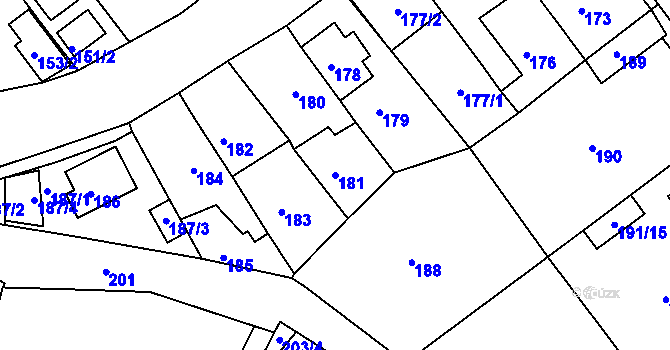 Parcela st. 181 v KÚ Proboštov u Teplic, Katastrální mapa